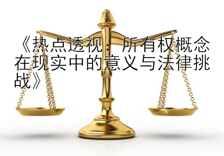 《热点透视：所有权概念在现实中的意义与法律挑战》