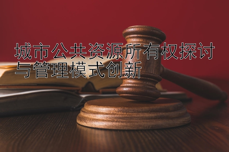 城市公共资源所有权探讨与管理模式创新