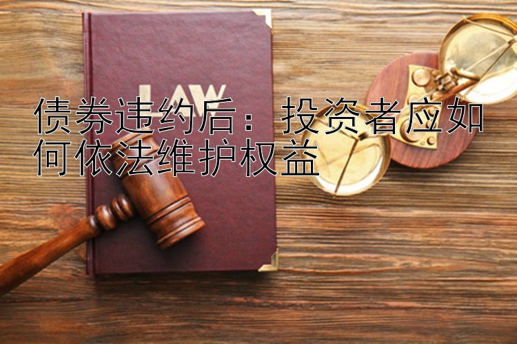 债券违约后：投资者应如何依法维护权益