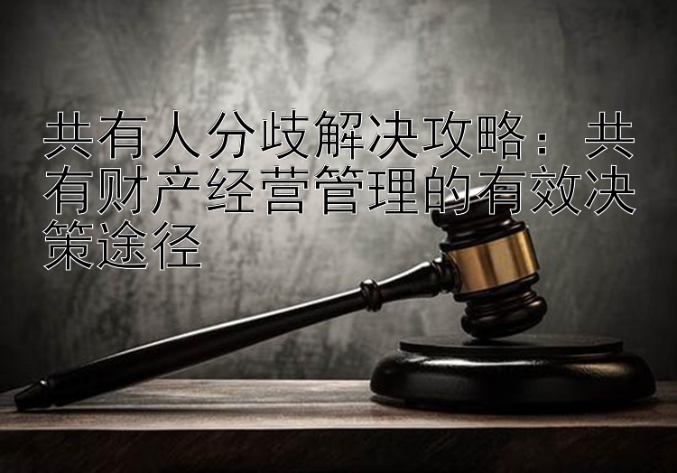 共有人分歧解决攻略：共有财产经营管理的有效决策途径