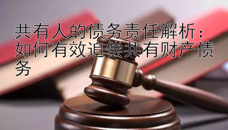 共有人的债务责任解析：如何有效追偿共有财产债务