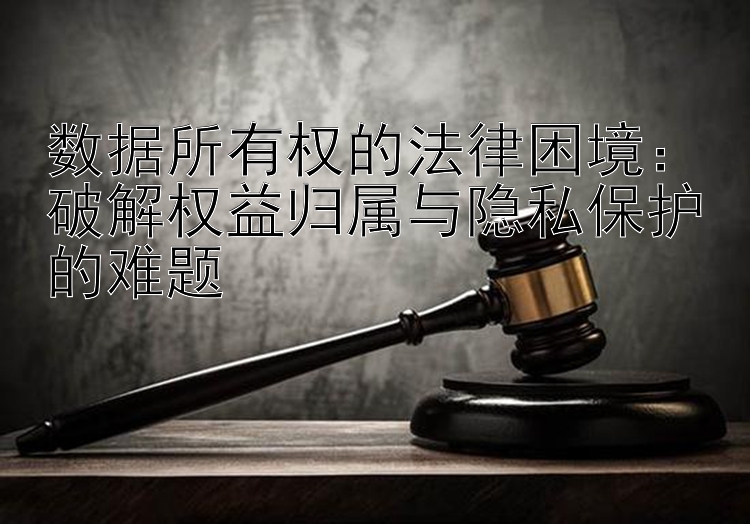 数据所有权的法律困境：破解权益归属与隐私保护的难题