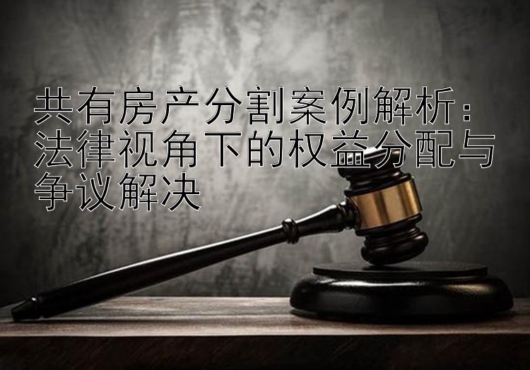 共有房产分割案例解析：法律视角下的权益分配与争议解决