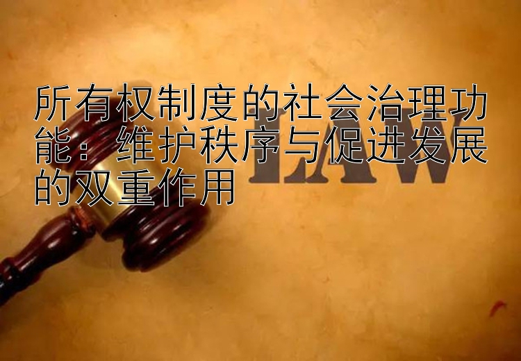 所有权制度的社会治理功能：维护秩序与促进发展的双重作用