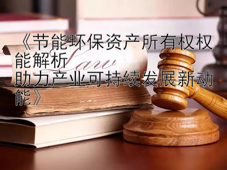 《节能环保资产所有权权能解析  
助力产业可持续发展新动能》