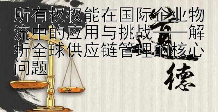 所有权权能在国际企业物流中的应用与挑战——解析全球供应链管理的核心问题