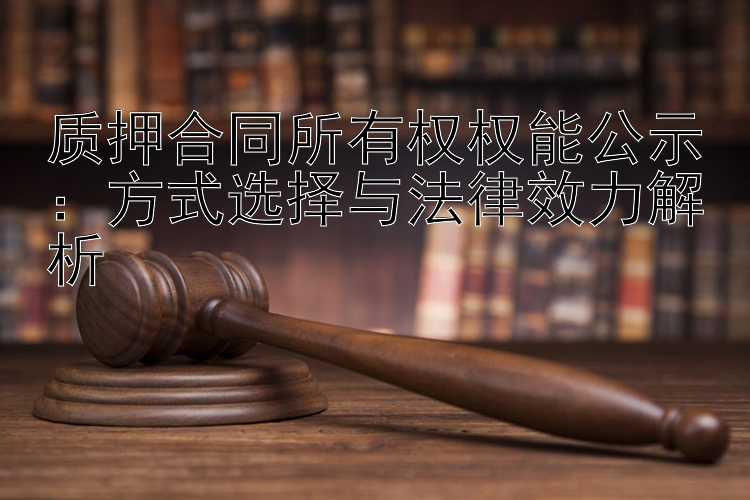 质押合同所有权权能公示：方式选择与法律效力解析