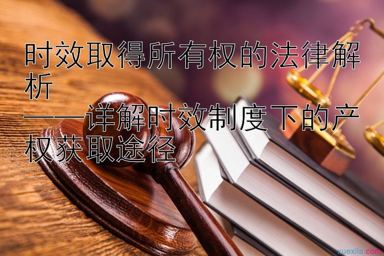 时效取得所有权的法律解析  
——详解时效制度下的产权获取途径