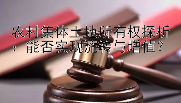 农村集体土地所有权探析：能否实现流转与增值？