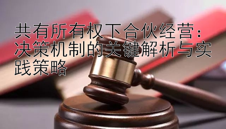 共有所有权下合伙经营：决策机制的关键解析与实践策略